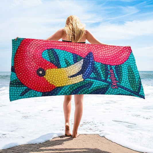 Rhinestone Flamingo – Stand Out on the Sand - Personalized Flamingo Quick-dry Beach Towel/ Bath Towel