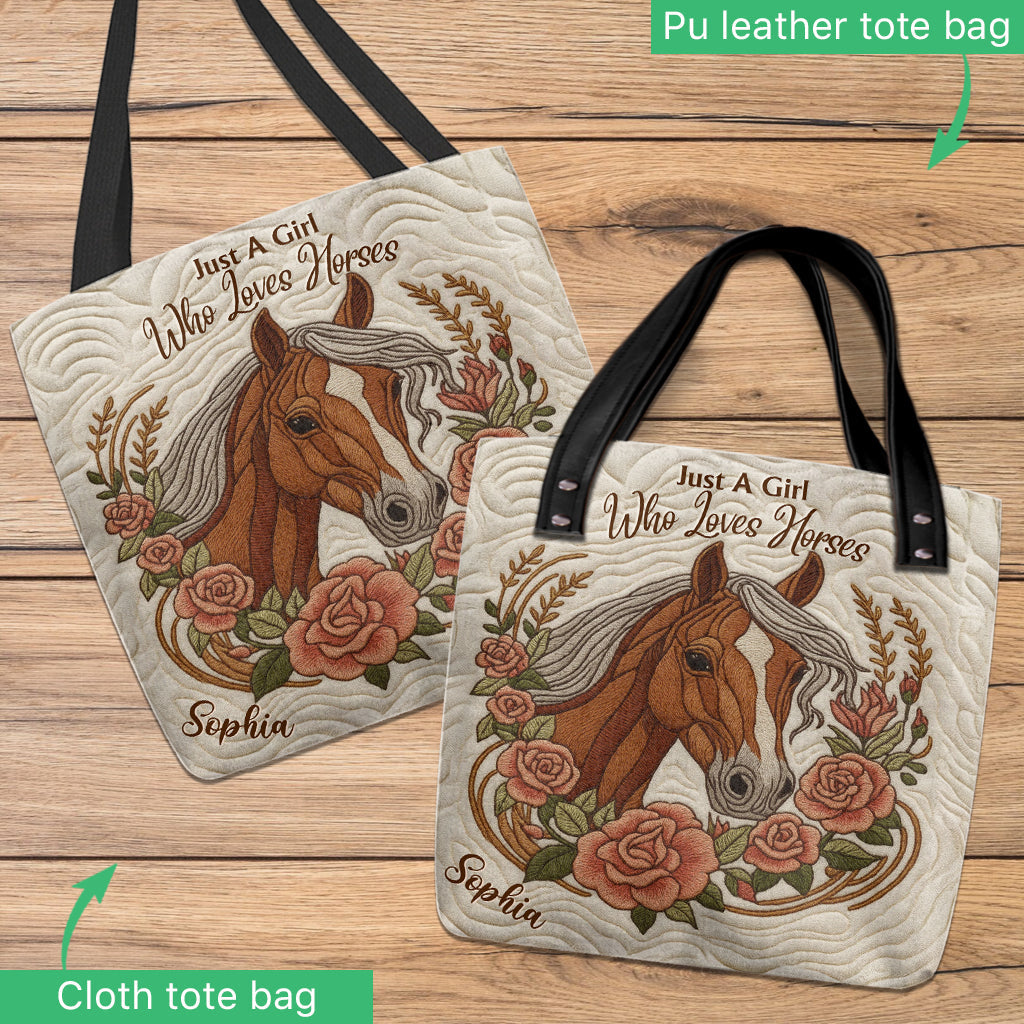Just A Girl Who Loves Horses - Personalized Horse Tote Bag