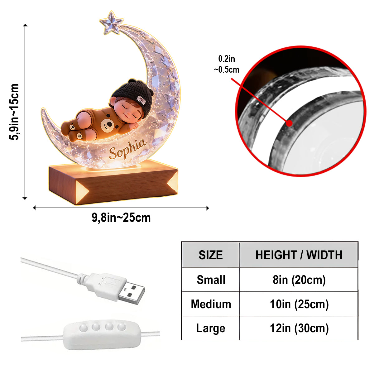 I Love You Baby - Personalized Kid Acrylic LED Night Light