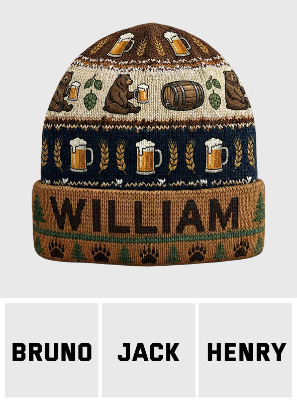 Holiday Brew Bear - Personalized Beer Beanie Hat