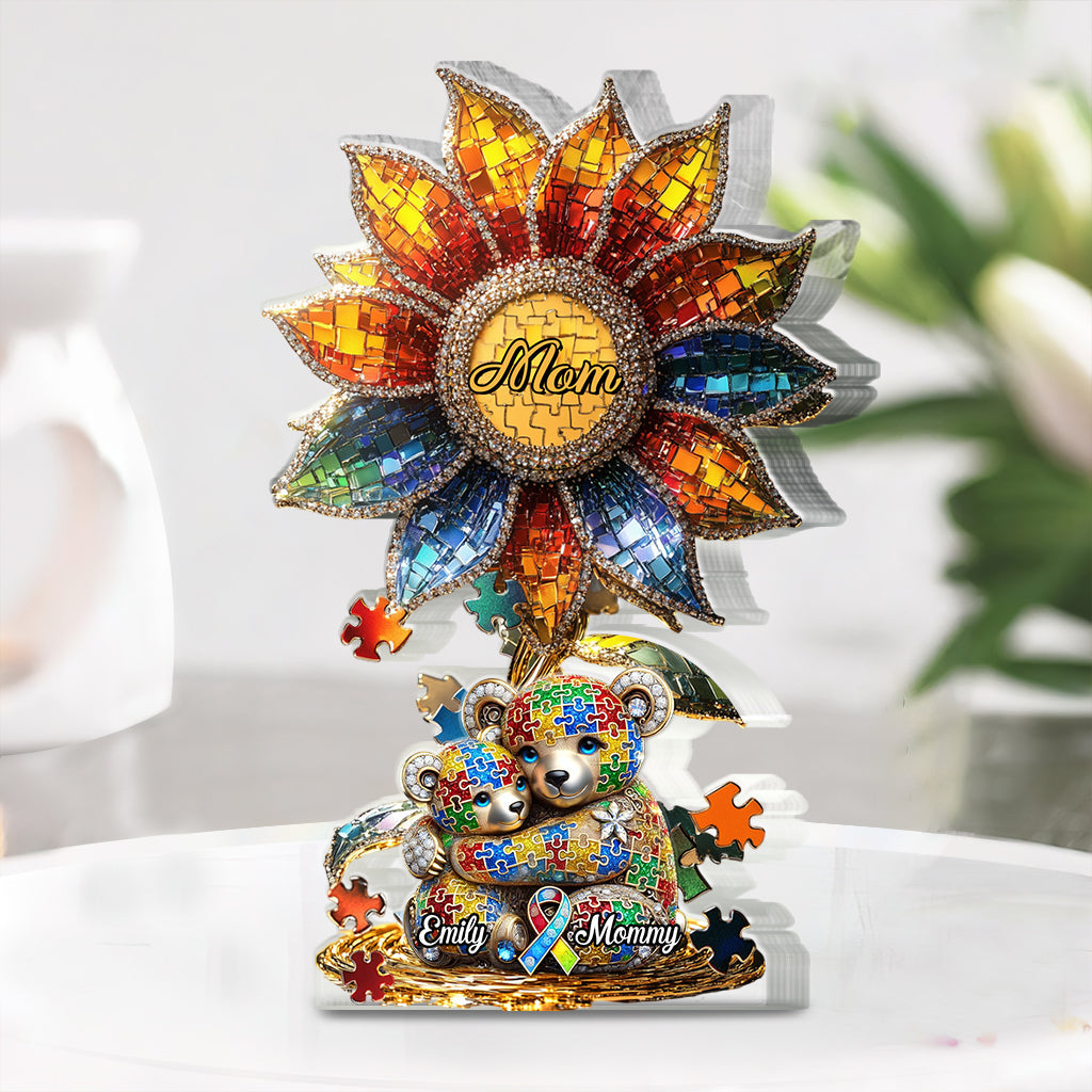 Strong Mama - Personalized Autism Awareness Custom Shaped Acrylic Plaque