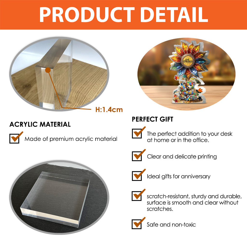 Strong Mama - Personalized Autism Awareness Custom Shaped Acrylic Plaque