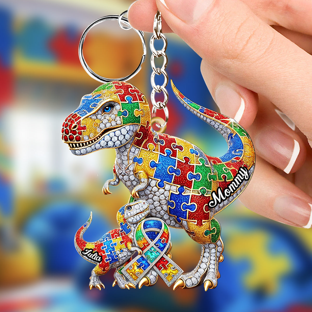 Strong Mama - Personalized Autism Awareness Keychain
