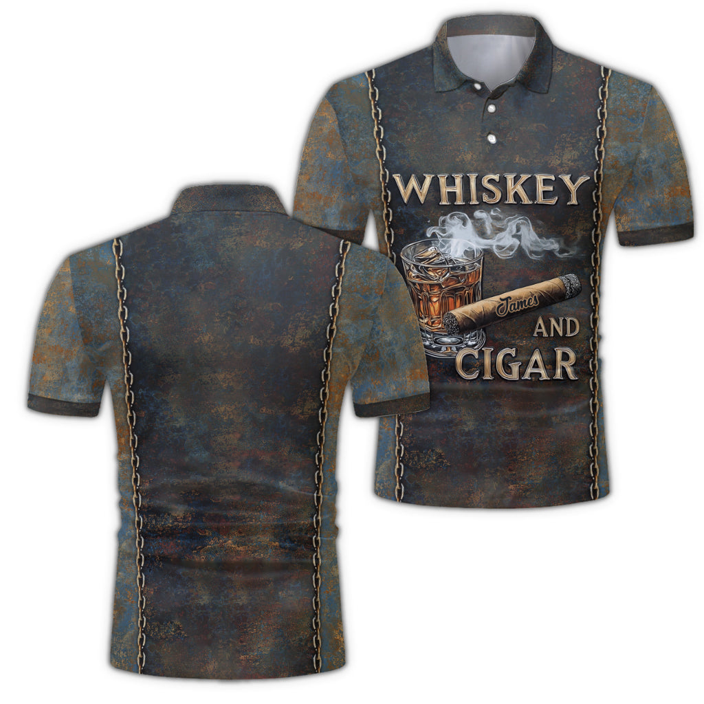 Whiskey And Cigar - Personalized Whisky Polo Shirt