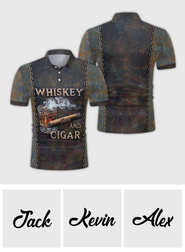 Whiskey And Cigar - Personalized Whisky Polo Shirt