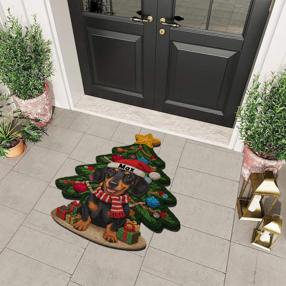 Christmas Dog - Personalized Dog Non-Slip Tufted Rug