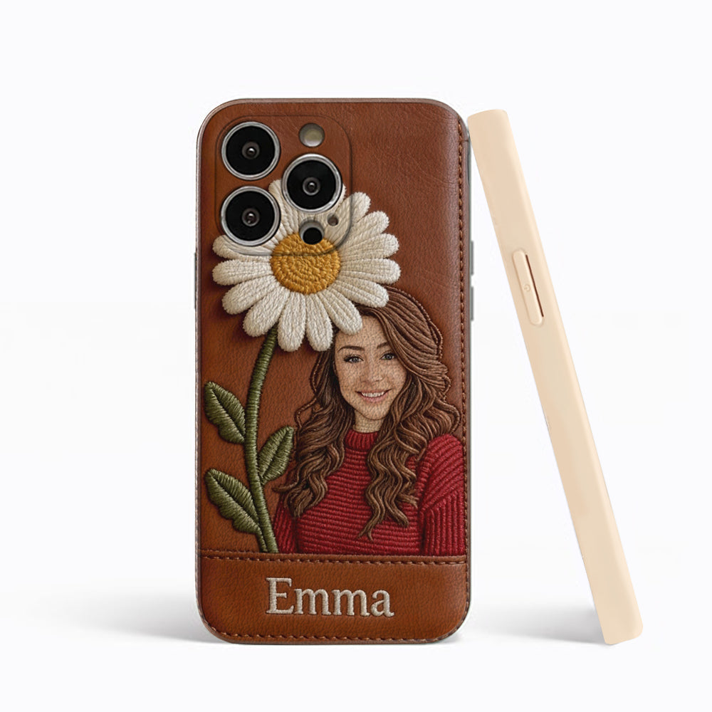 Custom Any Photo Birthmonth Flower - Personalized Self Love Leather Phone Case
