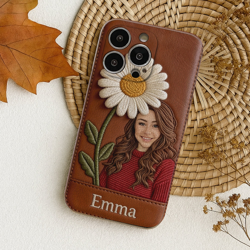 Custom Any Photo Birthmonth Flower - Personalized Self Love Leather Phone Case