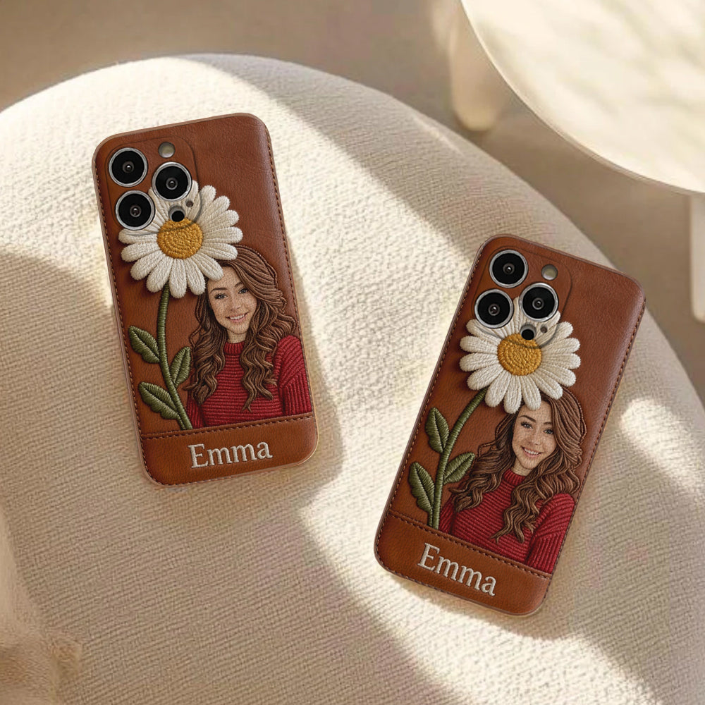 Custom Any Photo Birthmonth Flower - Personalized Self Love Leather Phone Case