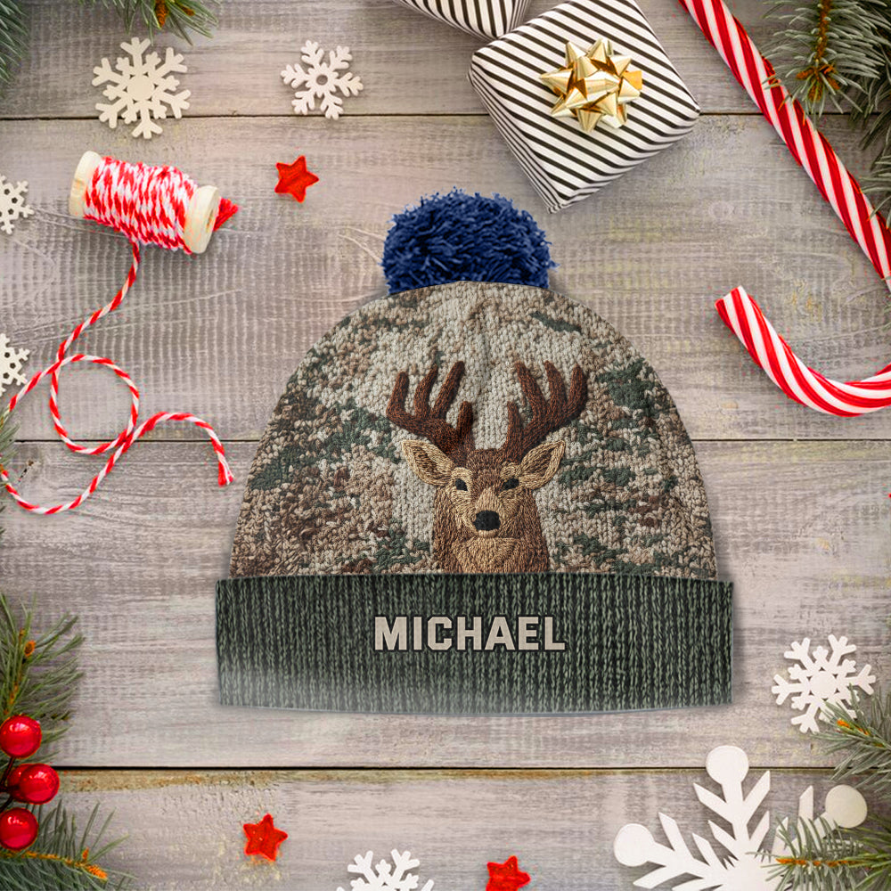 Deer Head - Personalized Hunting Beanie Hat
