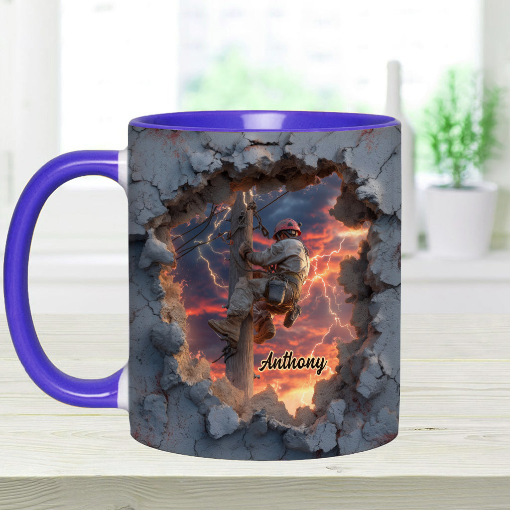 Gift For Lineman Dad, Husband, Son... - Personalized Lineman Accent Mug