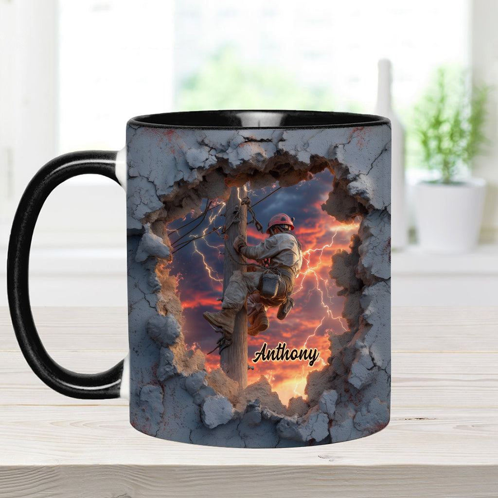 Gift For Lineman Dad, Husband, Son... - Personalized Lineman Accent Mug