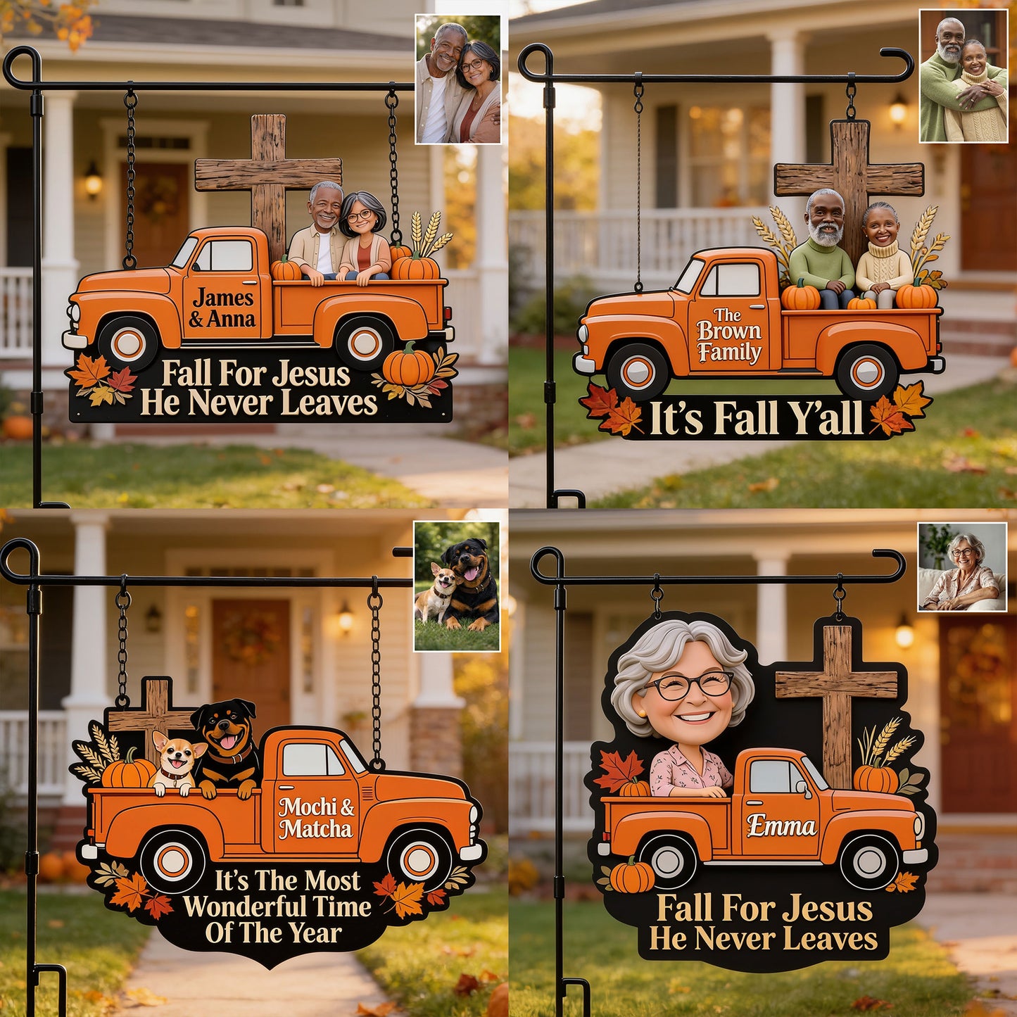 Happy Fall Y'all - Personalized Christian Wood Sign With Stake