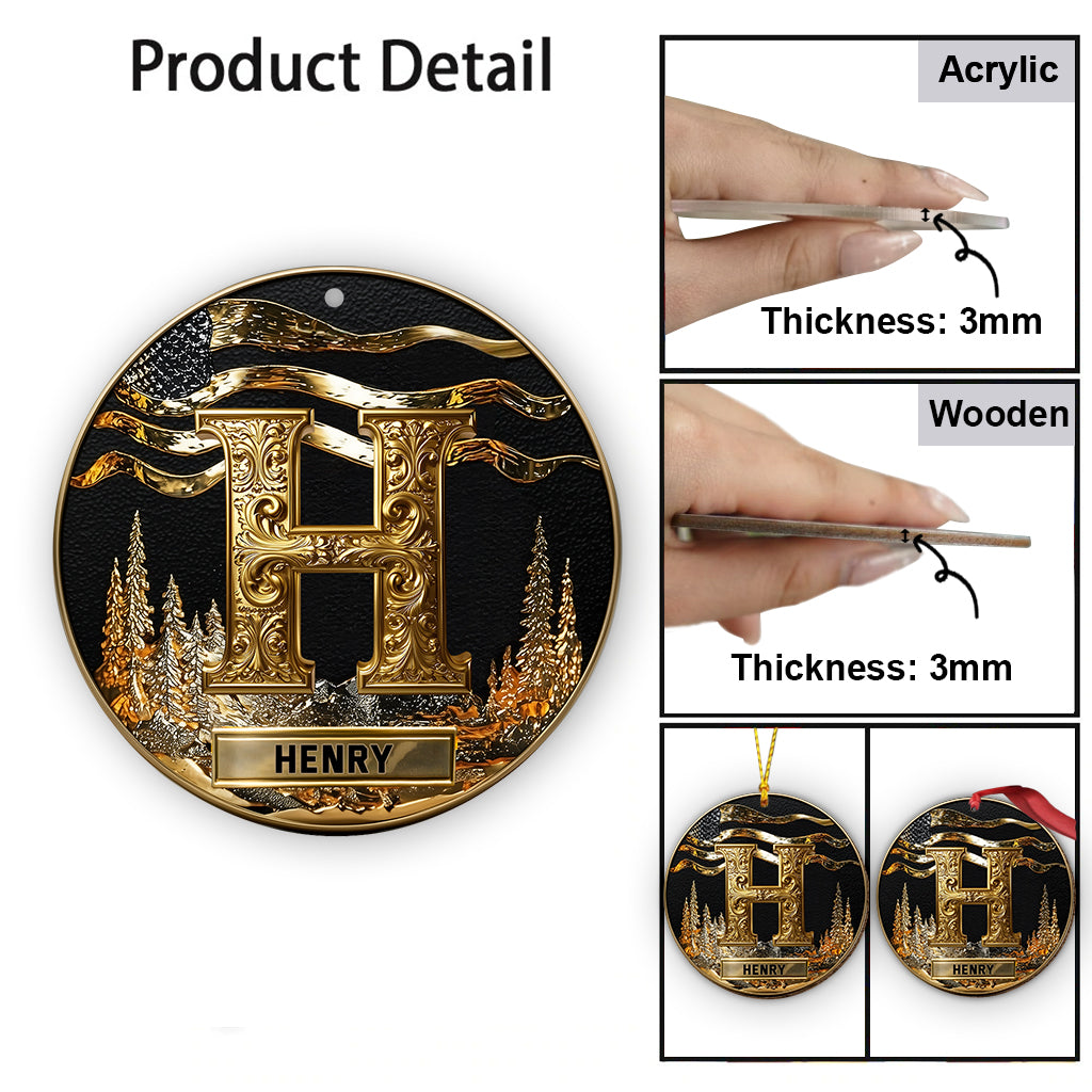 Custom Gold Initial For Family, Merry Christmas 2025 - Personalized Family Ornament