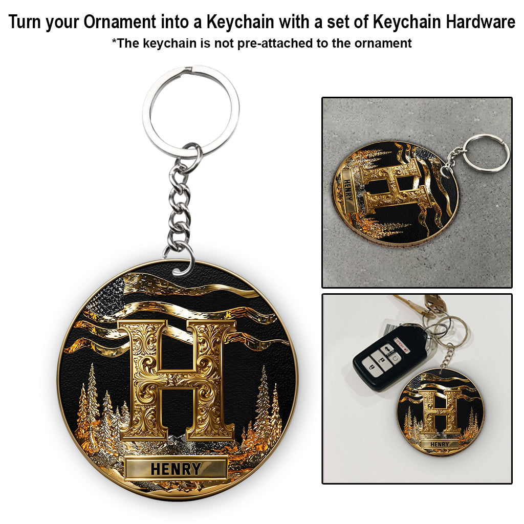 Custom Gold Initial For Family, Merry Christmas 2025 - Personalized Family Ornament