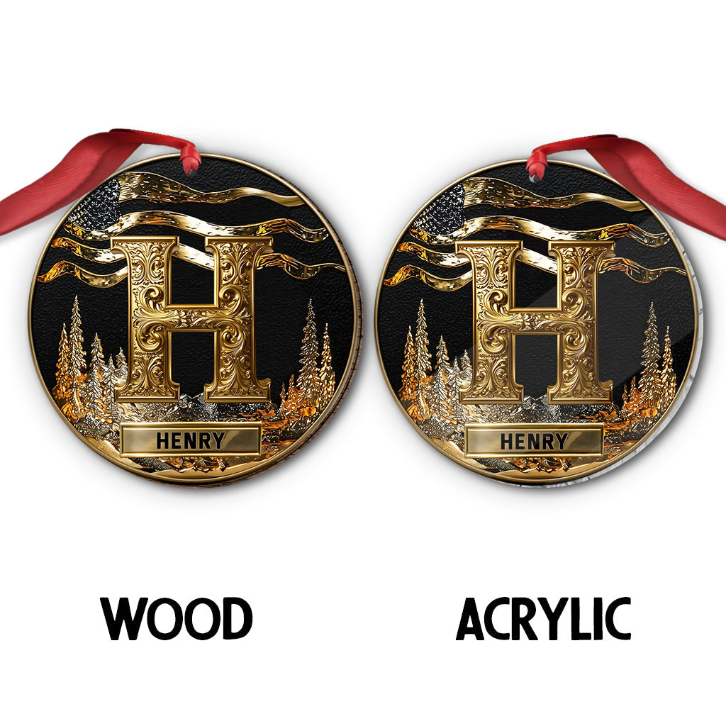 Custom Gold Initial For Family, Merry Christmas 2025 - Personalized Family Ornament