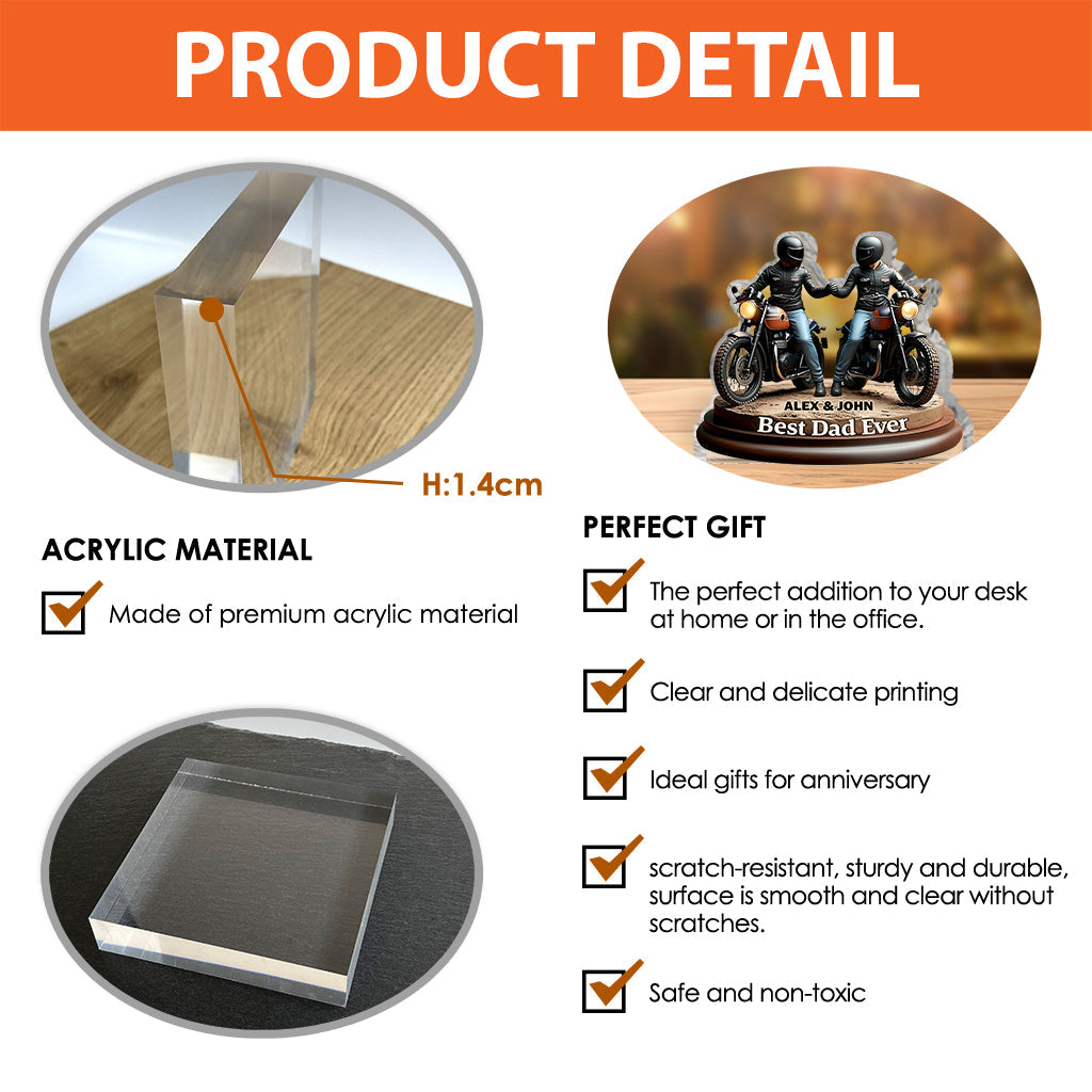 Old Biker Dad - Personalized Biker Custom Shaped Acrylic Plaque