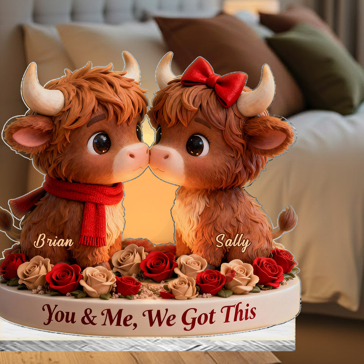 You & Me We Got This - Personalized Highland Cow Candle Holder Sign