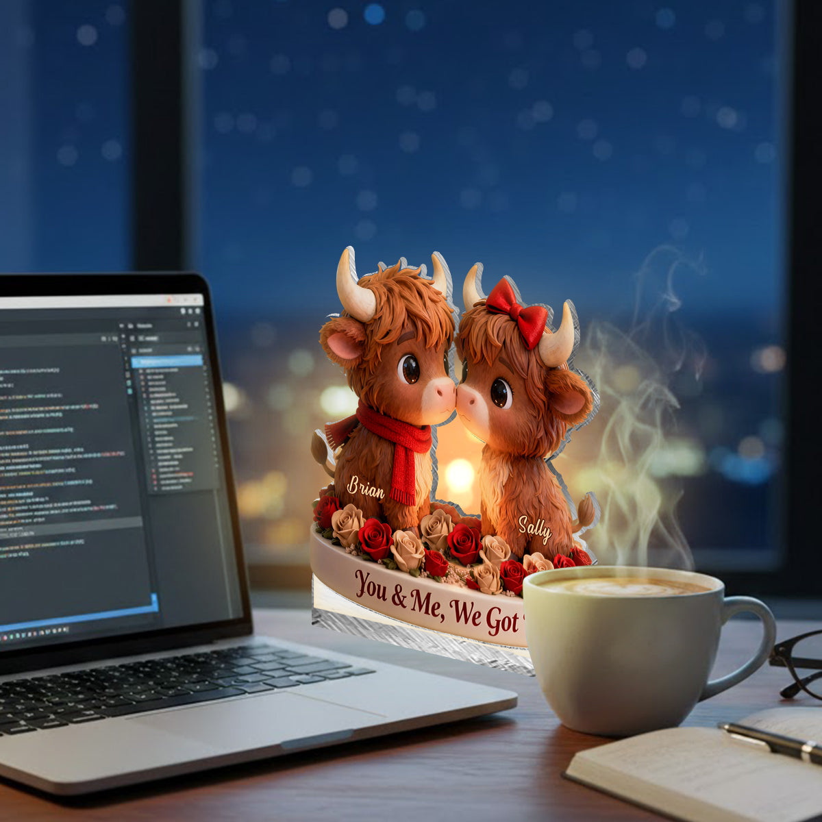 You & Me We Got This - Personalized Highland Cow Candle Holder Sign