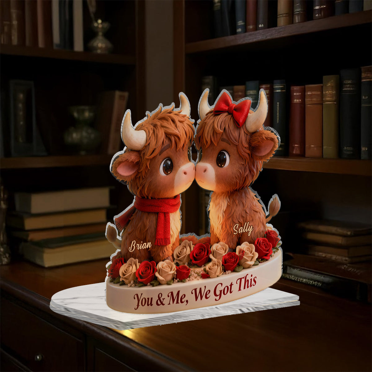 You & Me We Got This - Personalized Highland Cow Candle Holder Sign