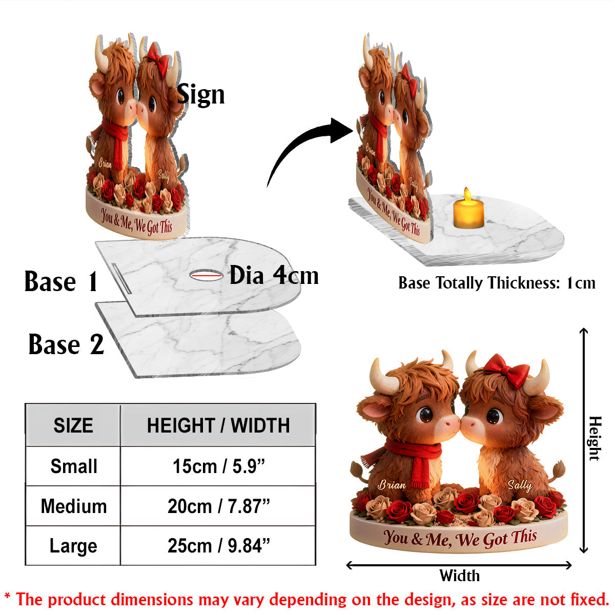 You & Me We Got This - Personalized Highland Cow Candle Holder Sign