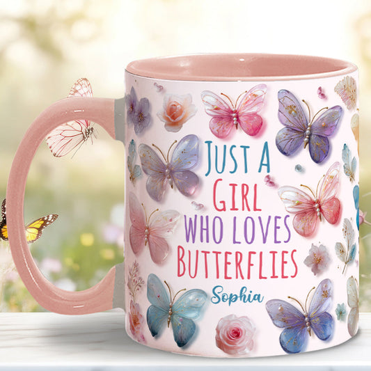 Just A Girl Who Loves Butterflies - Personalized Butterfly Accent Mug