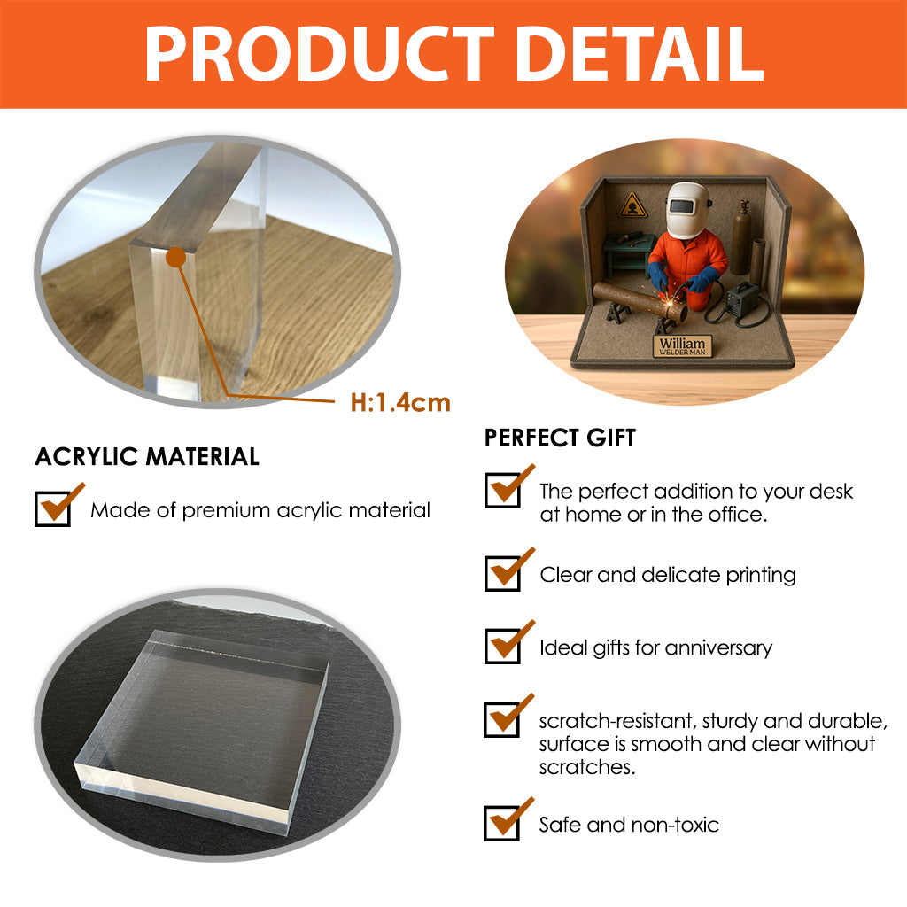 Cool Welder Man - Personalized Welder Custom Shaped Acrylic Plaque