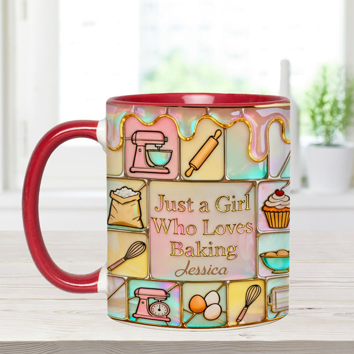 Just A Girl Who Loves Baking - Personalized Baking Set Accent Mug with Acrylic Stirrers