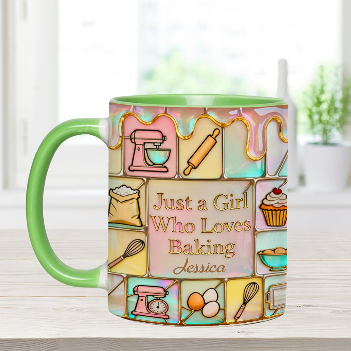 Just A Girl Who Loves Baking - Personalized Baking Set Accent Mug with Acrylic Stirrers