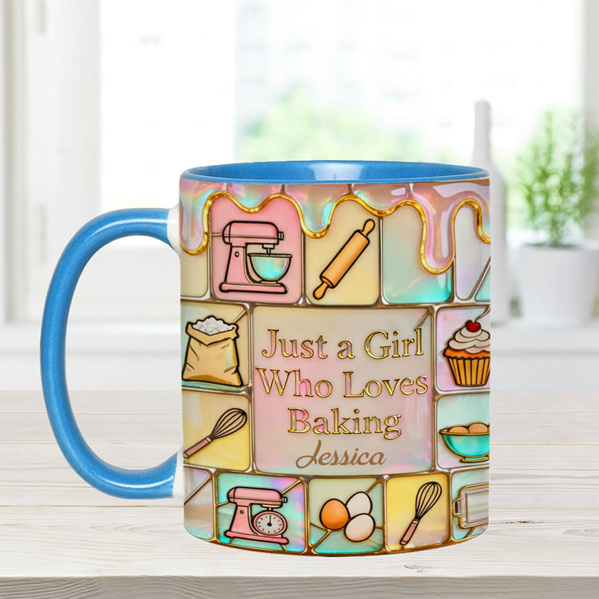 Just A Girl Who Loves Baking - Personalized Baking Set Accent Mug with Acrylic Stirrers