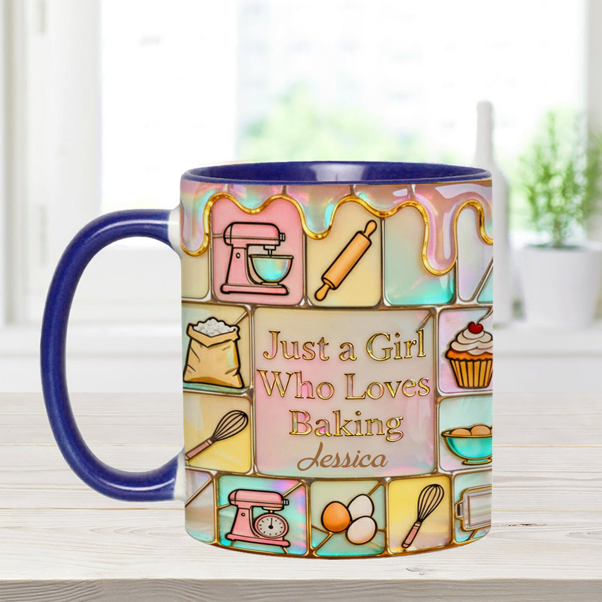 Just A Girl Who Loves Baking - Personalized Baking Set Accent Mug with Acrylic Stirrers