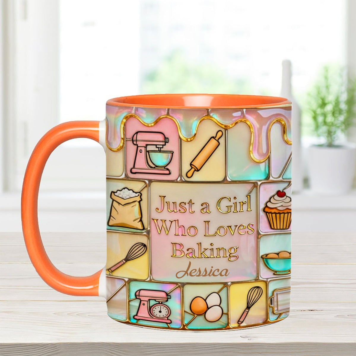 Just A Girl Who Loves Baking - Personalized Baking Set Accent Mug with Acrylic Stirrers