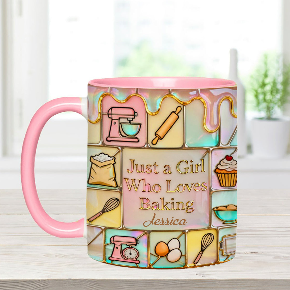 Just A Girl Who Loves Baking - Personalized Baking Set Accent Mug with Acrylic Stirrers