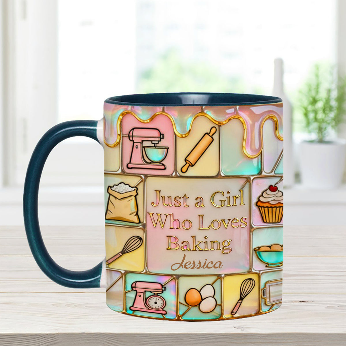 Just A Girl Who Loves Baking - Personalized Baking Set Accent Mug with Acrylic Stirrers