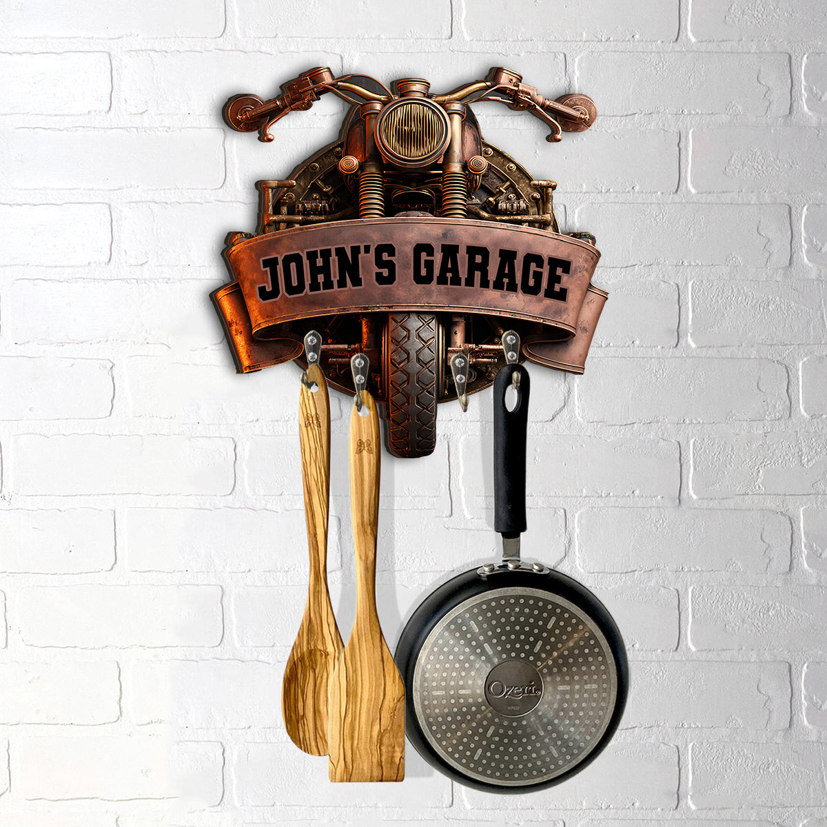 Motorcycle Garage - Personalized Biker Custom Shaped Hanging Rack