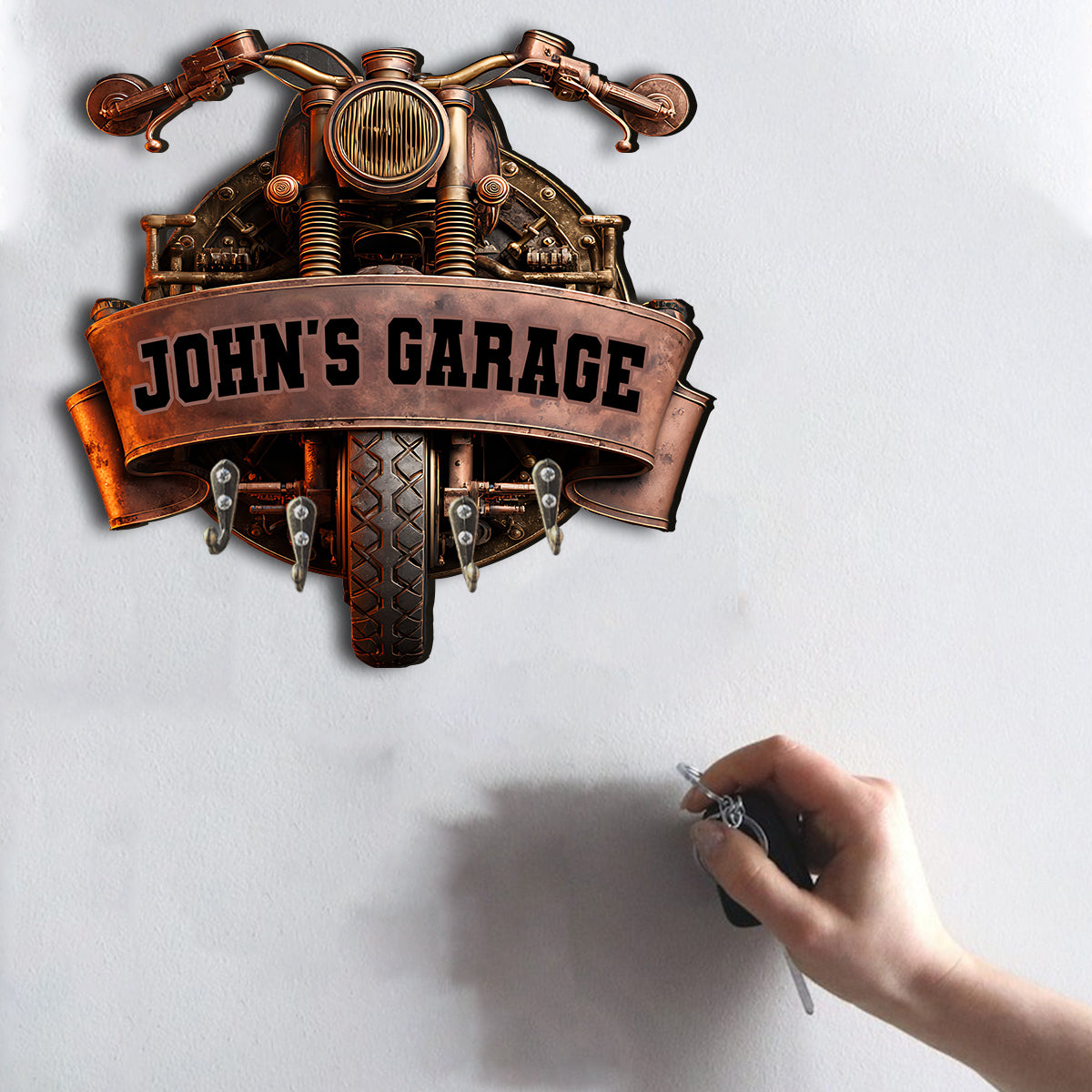 Motorcycle Garage - Personalized Biker Custom Shaped Hanging Rack