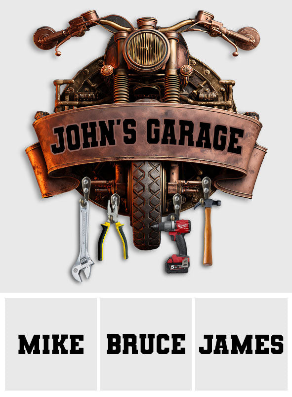 Motorcycle Garage - Personalized Biker Custom Shaped Hanging Rack