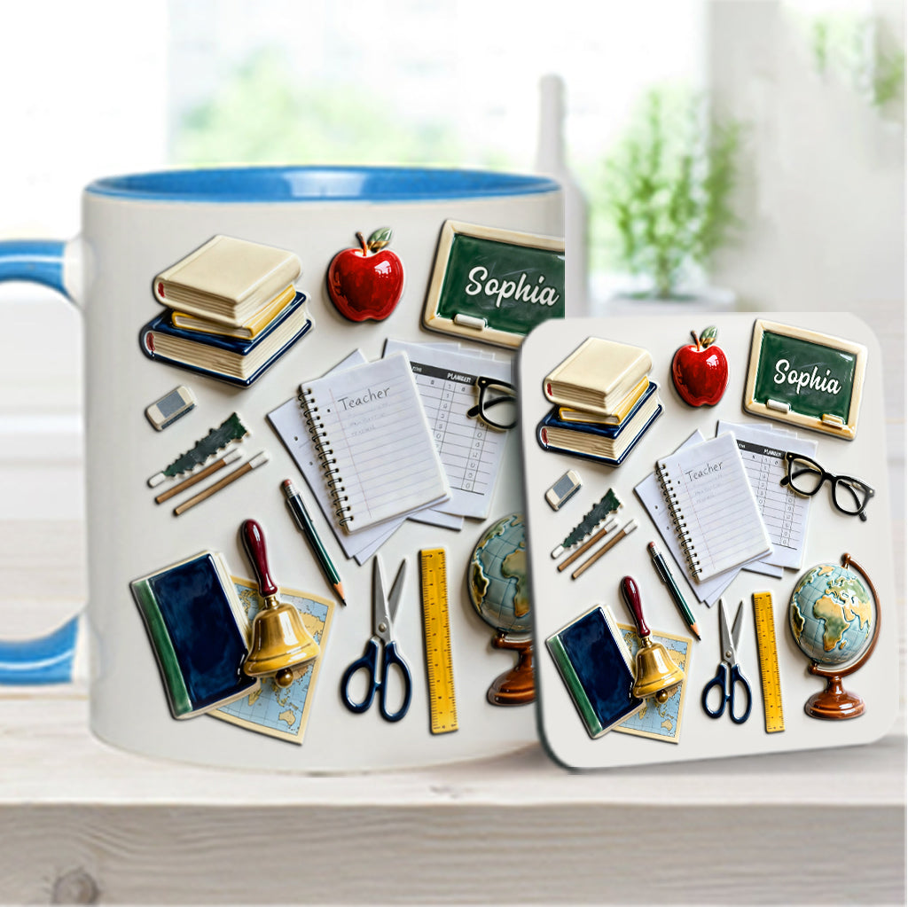 Live Love Teach - Personalized Teacher Accent Mug & Coaster
