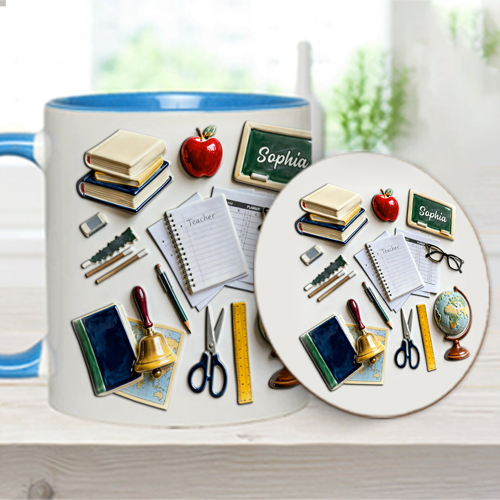 Live Love Teach - Personalized Teacher Accent Mug & Coaster