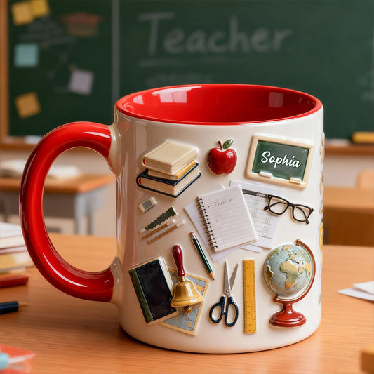 Live Love Teach - Personalized Teacher Accent Mug & Coaster