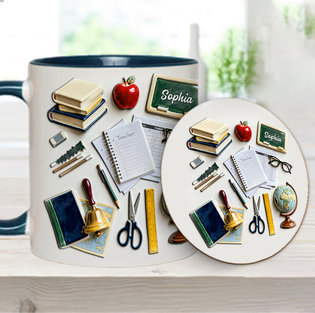 Live Love Teach - Personalized Teacher Accent Mug & Coaster