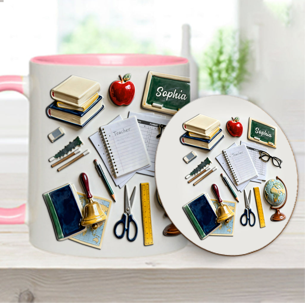 Live Love Teach - Personalized Teacher Accent Mug & Coaster
