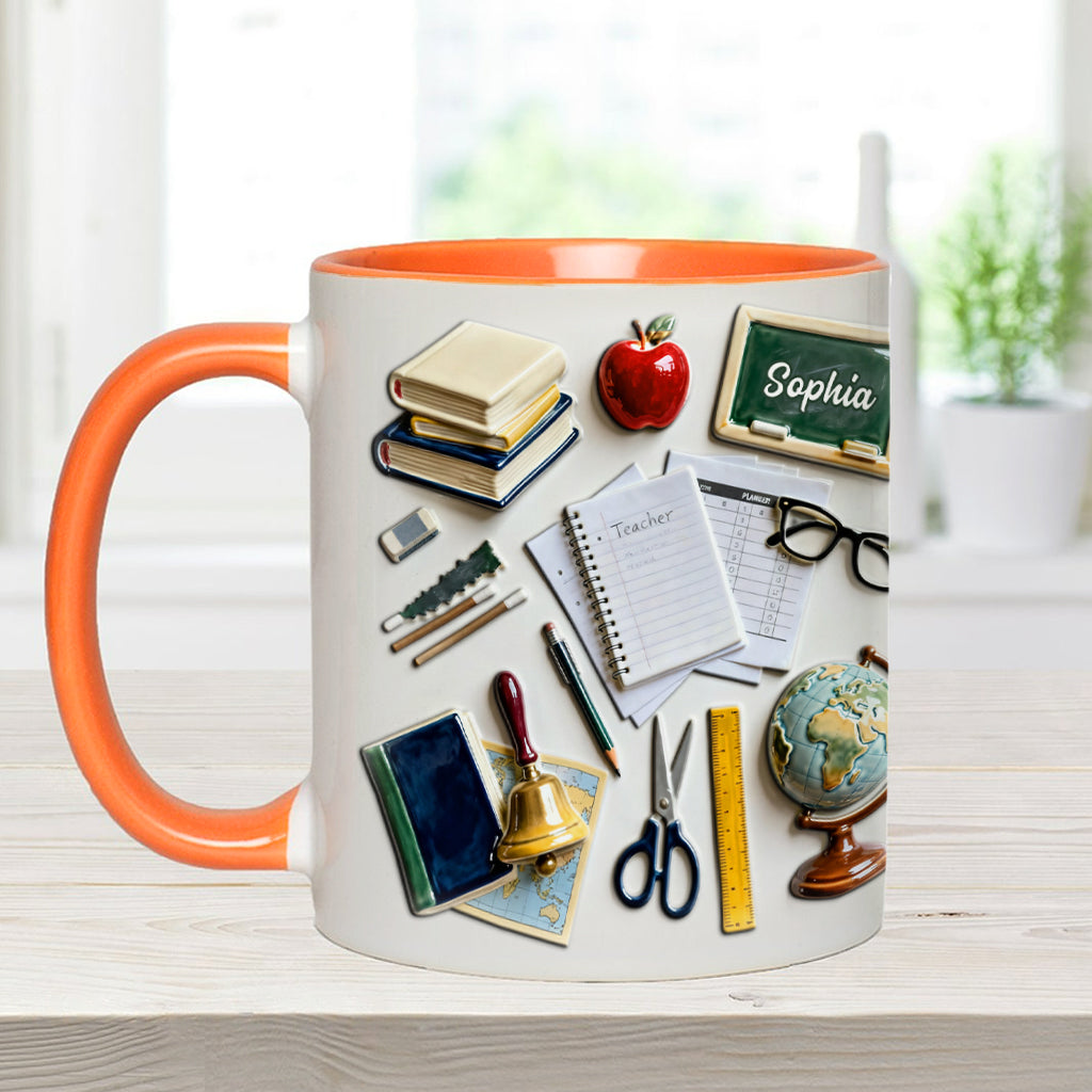 Live Love Teach - Personalized Teacher Accent Mug & Coaster