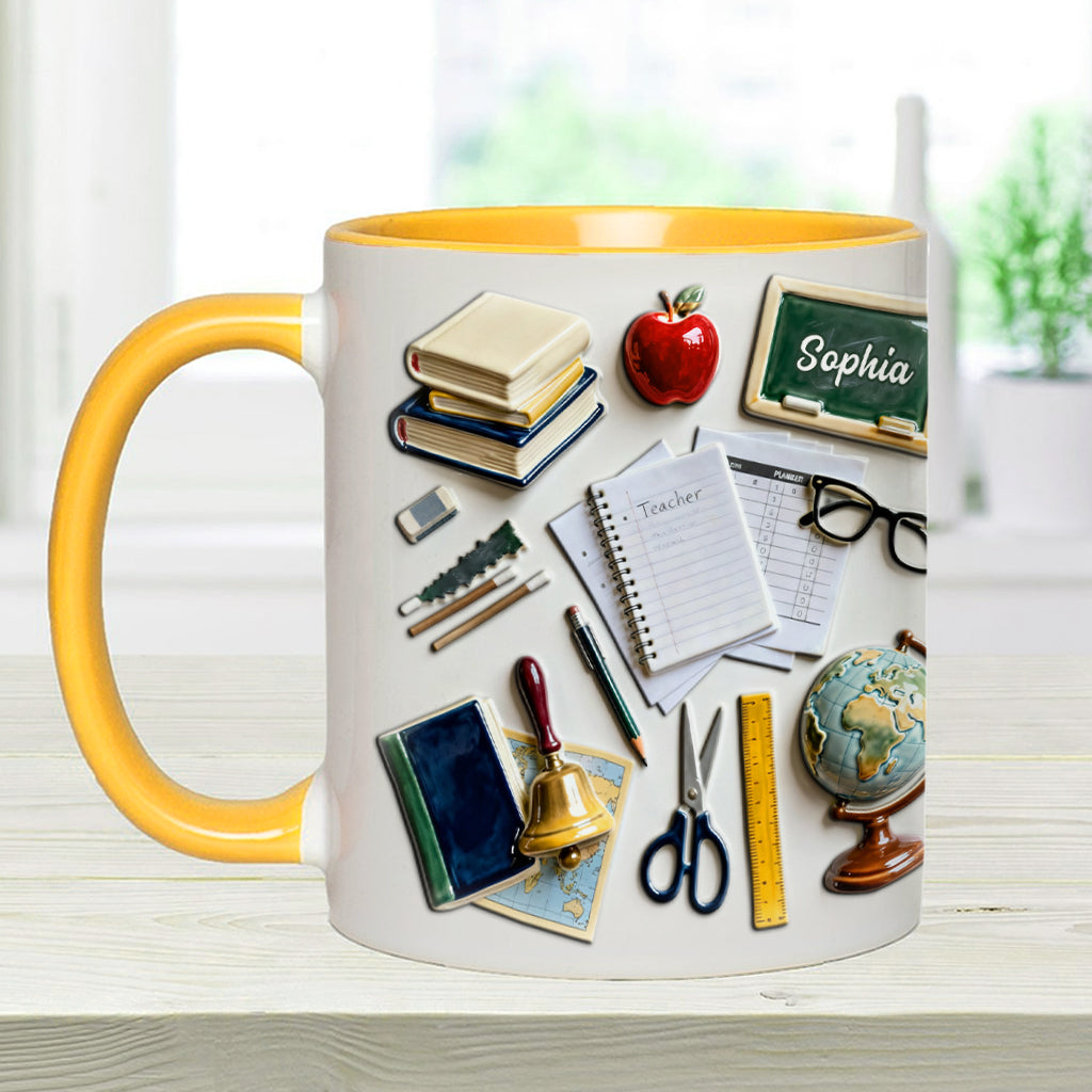 Live Love Teach - Personalized Teacher Accent Mug & Coaster