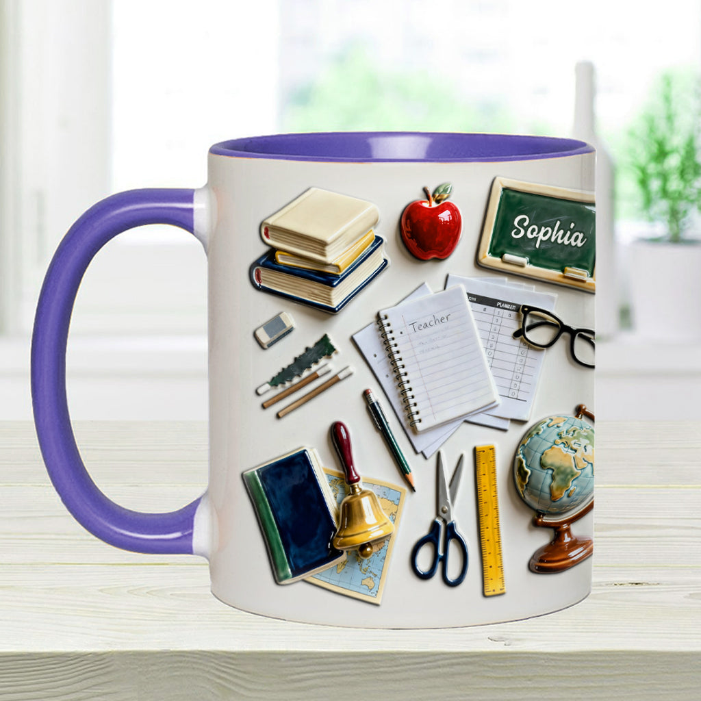 Live Love Teach - Personalized Teacher Accent Mug & Coaster