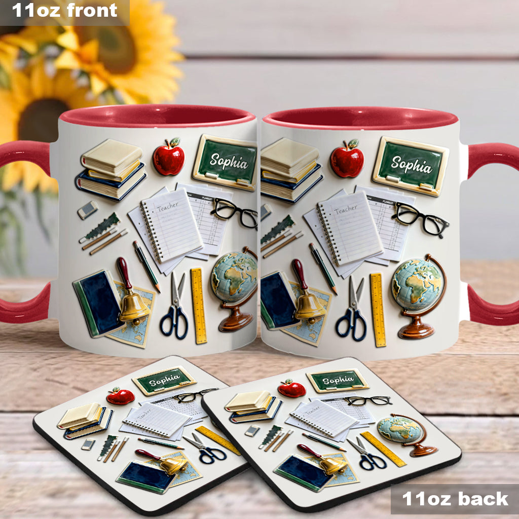 Live Love Teach - Personalized Teacher Accent Mug & Coaster