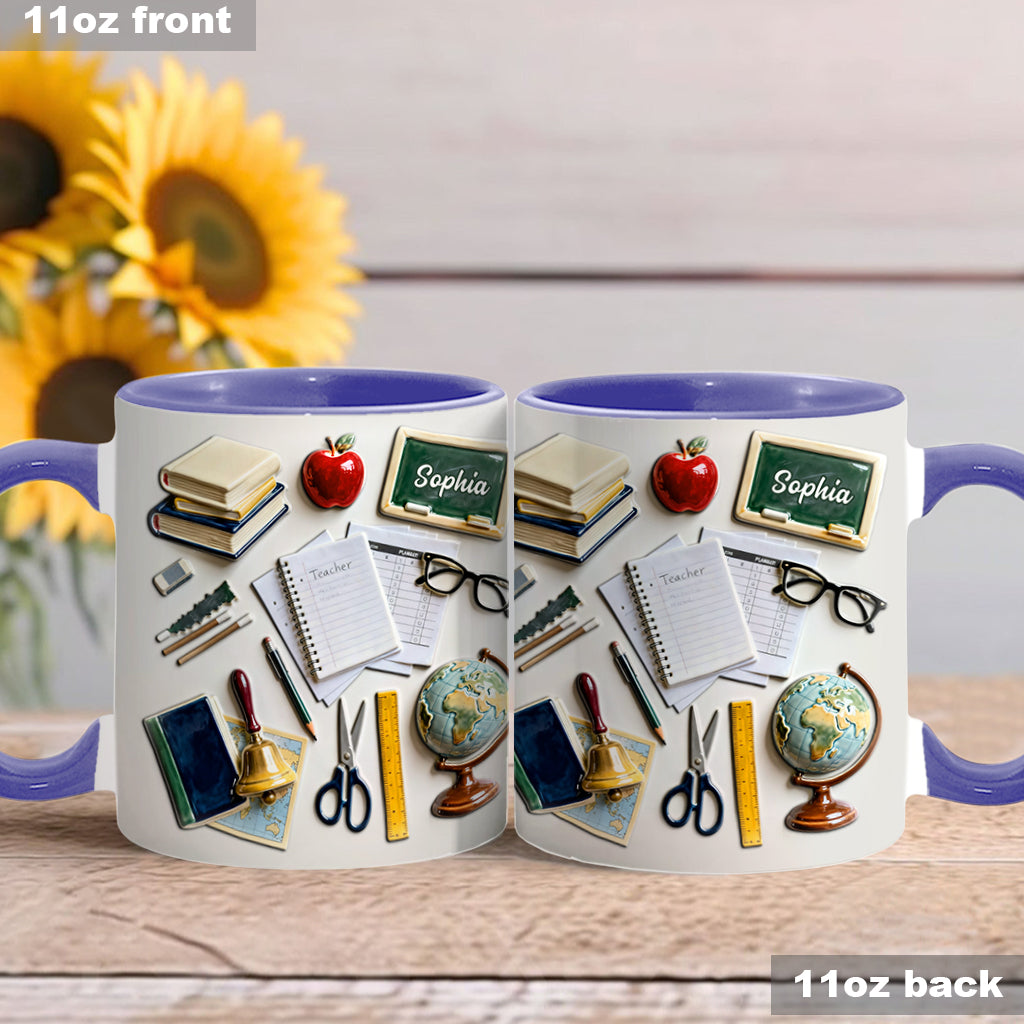 Live Love Teach - Personalized Teacher Accent Mug & Coaster