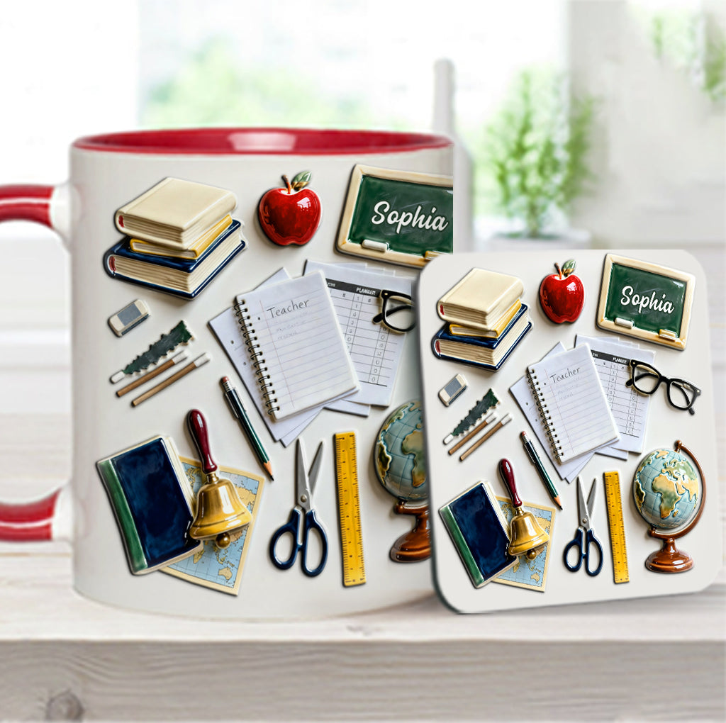 Live Love Teach - Personalized Teacher Accent Mug & Coaster