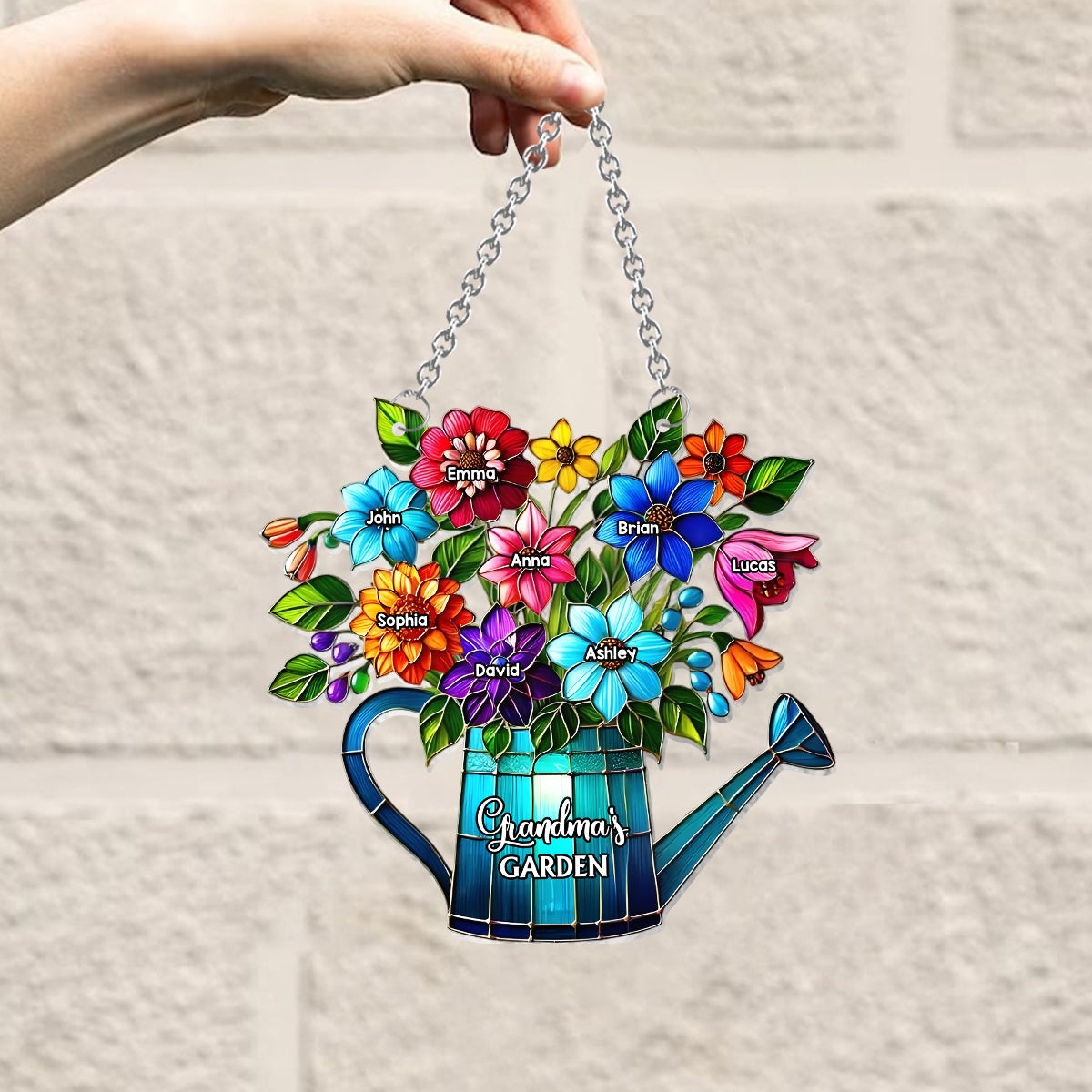 Grandma's Mom's Garden - Personalized Grandma Window Hanging Suncatcher Ornament