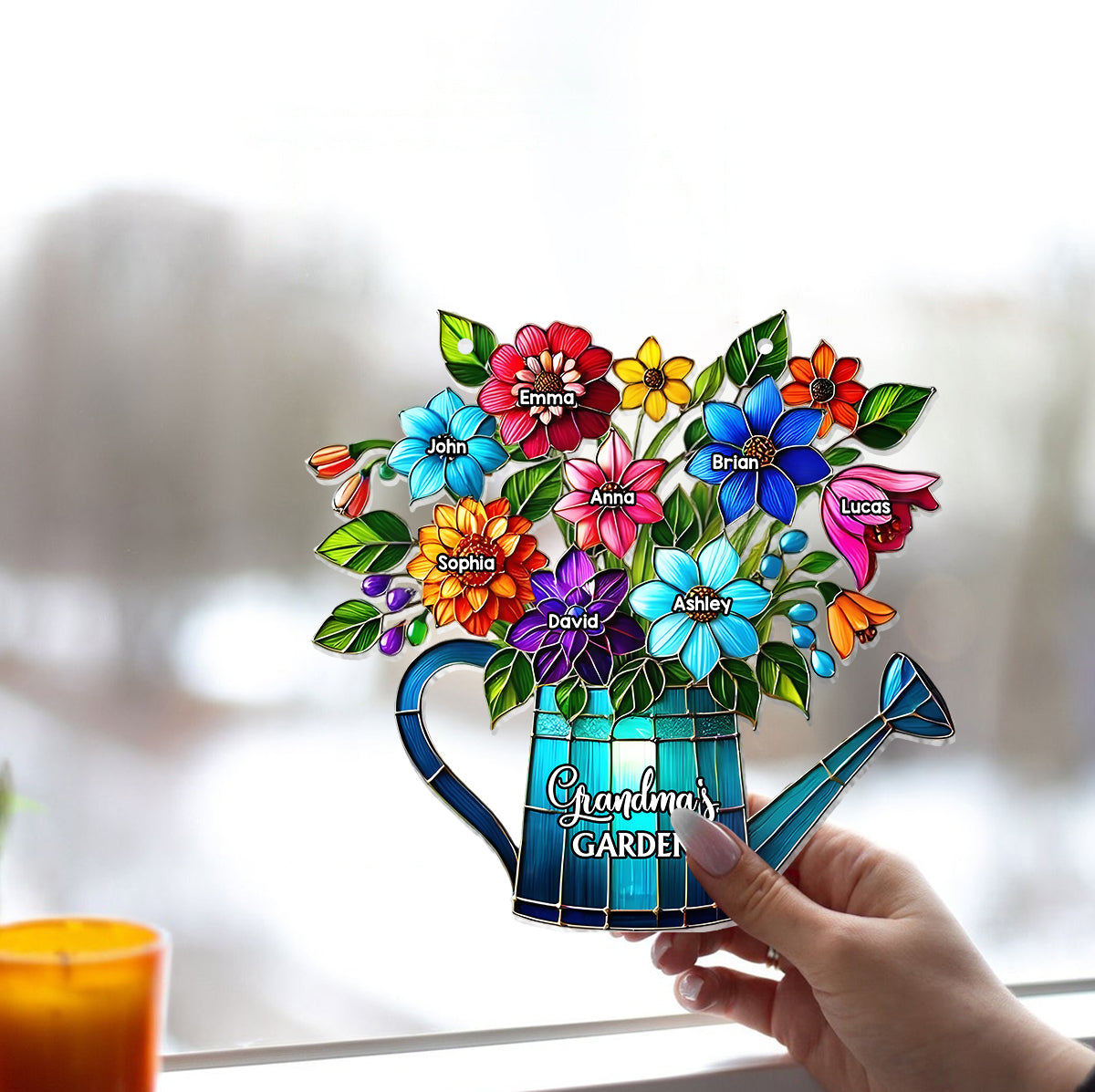 Grandma's Mom's Garden - Personalized Grandma Window Hanging Suncatcher Ornament